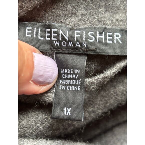 Eileen Fisher gray zip cardy/jacket, minimalist, lagenlook, asymmetrical, artsy - Picture 6 of 8